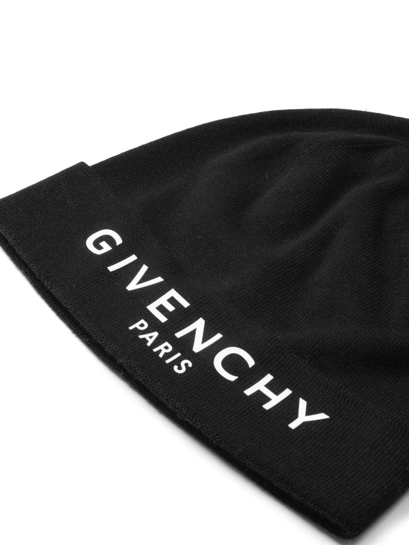 Givenchy Logo Knit Beanie Hat Black