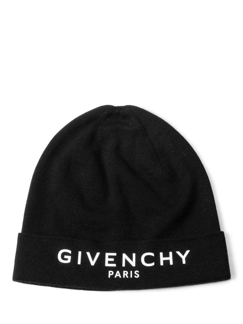 Givenchy Logo Knit Beanie Hat Black-designer resale