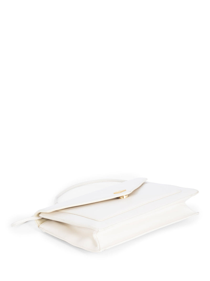 Givenchy Logo Leather Envelope Flap Messenger Bag Ivory-designer resale