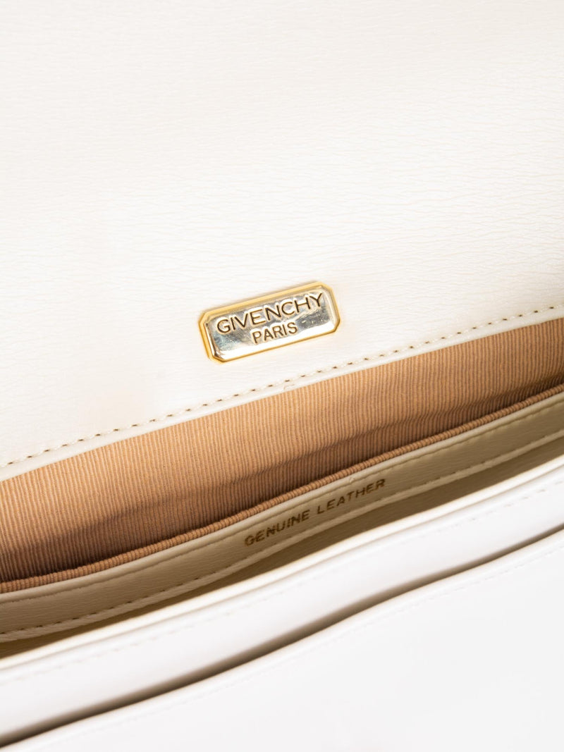 Givenchy Logo Leather Envelope Flap Messenger Bag Ivory-designer resale