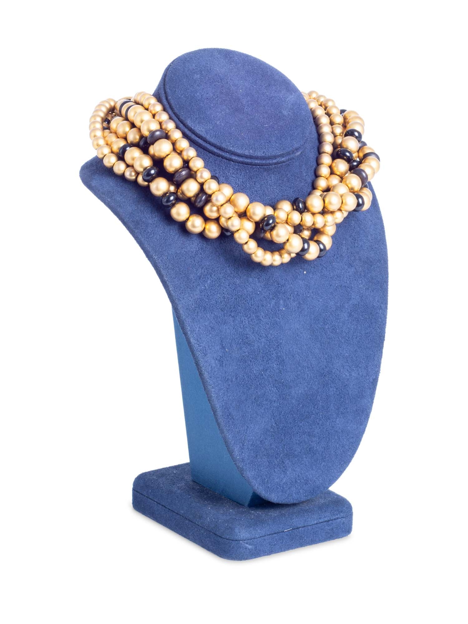 Givenchy Logo Multi Strand Choker Necklace Black Gold-designer resale