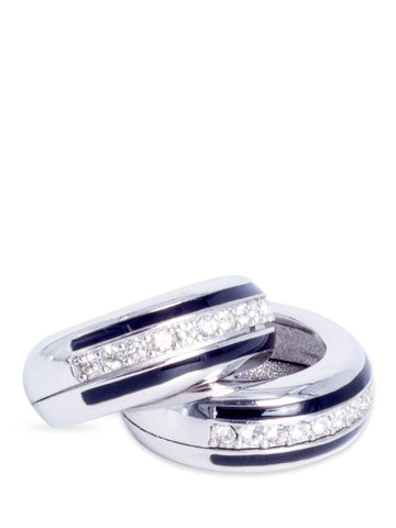 Givenchy Vintage Crystal Black Enamel Hoops Earrings-designer resale