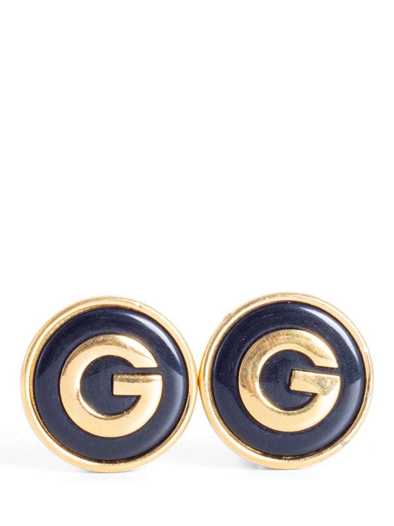 Givenchy Vintage G Logo 24K Gold Plated Clip On Earrings-designer resale