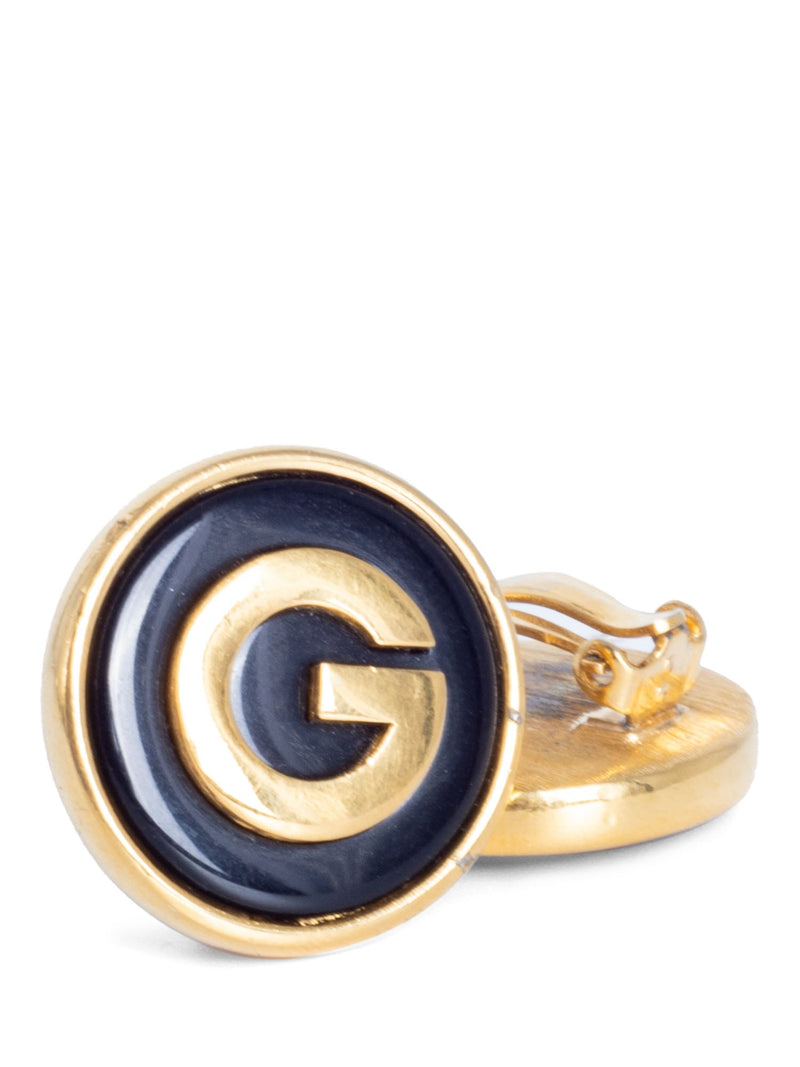 Givenchy Vintage G Logo 24K Gold Plated Clip On Earrings-designer resale