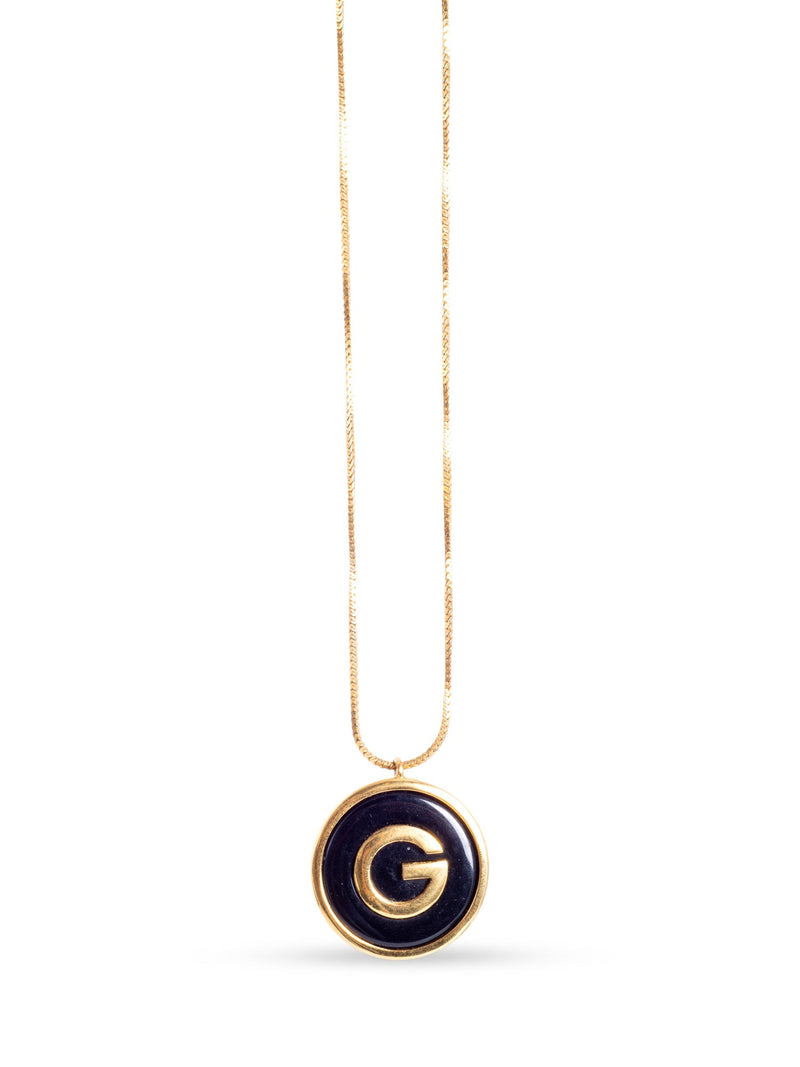 Givenchy Vintage G Logo 24K Gold Plated Necklace-designer resale