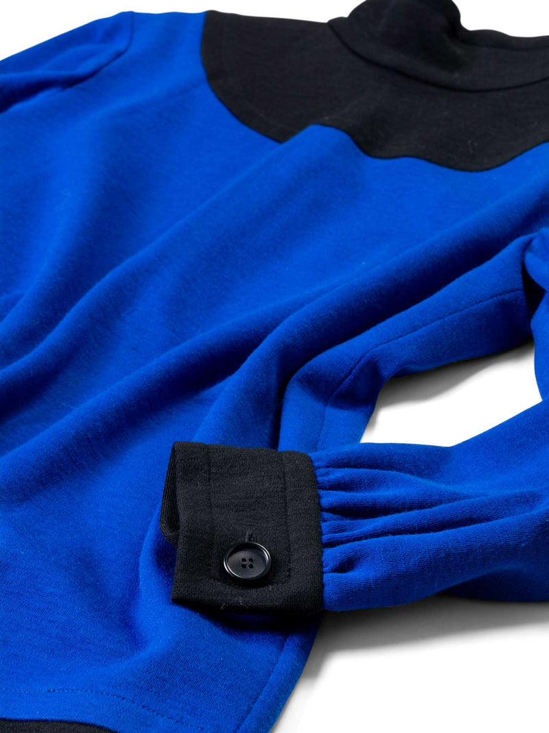 Givenchy Vintage Jersey Turtleneck Color Block Dress Blue Black Givenchy Vintage Jersey Turtleneck Color Block Dress Blue Black