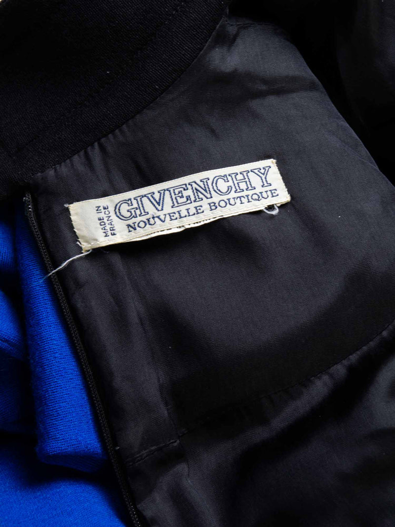 Givenchy Vintage Jersey Turtleneck Color Block Dress Blue Black-designer resale