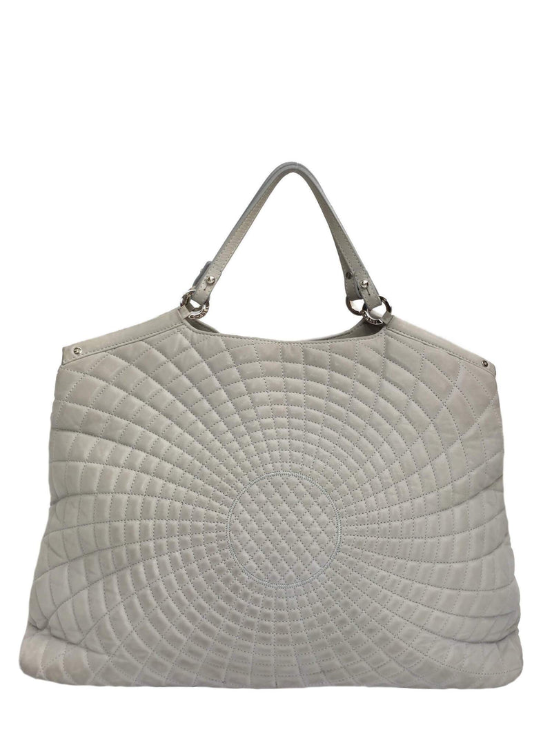 Grey CC Logo Shopper Tote Bag Silver Chain-designer resale