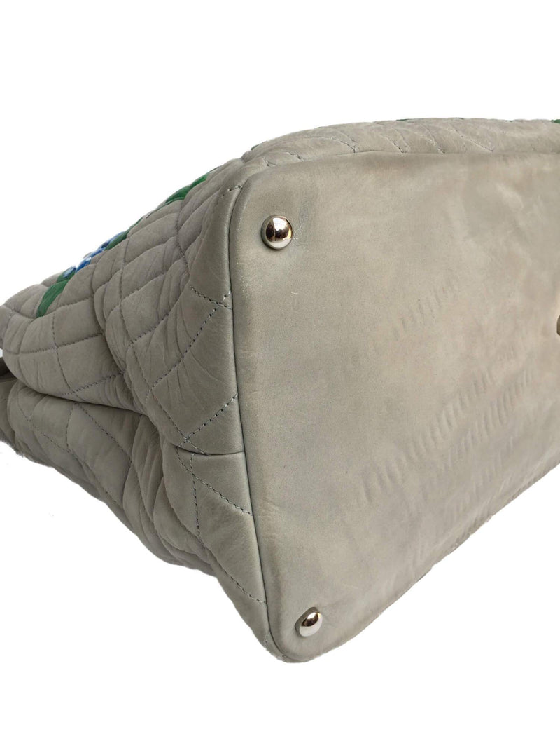 Grey CC Logo Shopper Tote Bag Silver Chain-designer resale