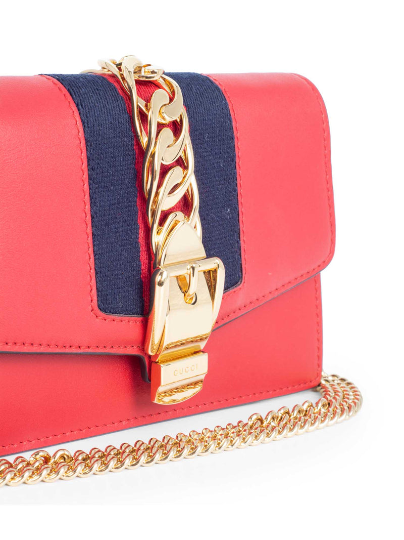 Gucci Calfskin Super Mini Sylvie Chain Messenger Bag Red-designer resale