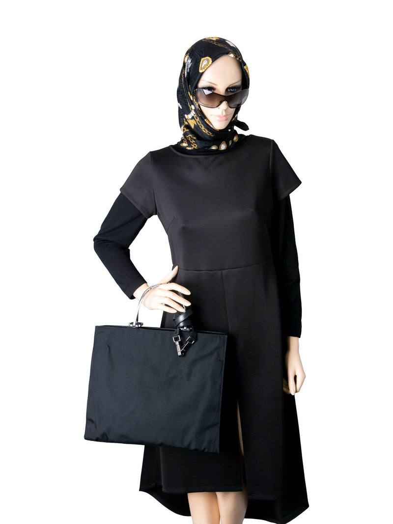 Gucci Canvas Metal Top Handle Tote Bag Black-designer resale