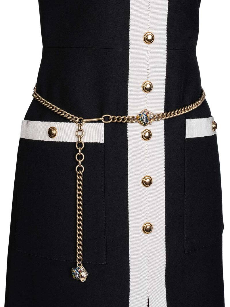 Gucci Contrast Trim Button Down Fitted Dress Black White Gucci Contrast Trim Button Down Fitted Dress Black White