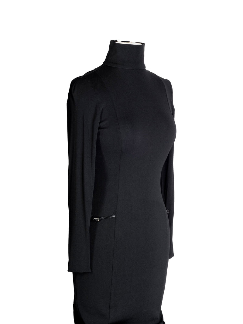 Gucci GG Logo Knit Turtleneck Dress Black-designer resale