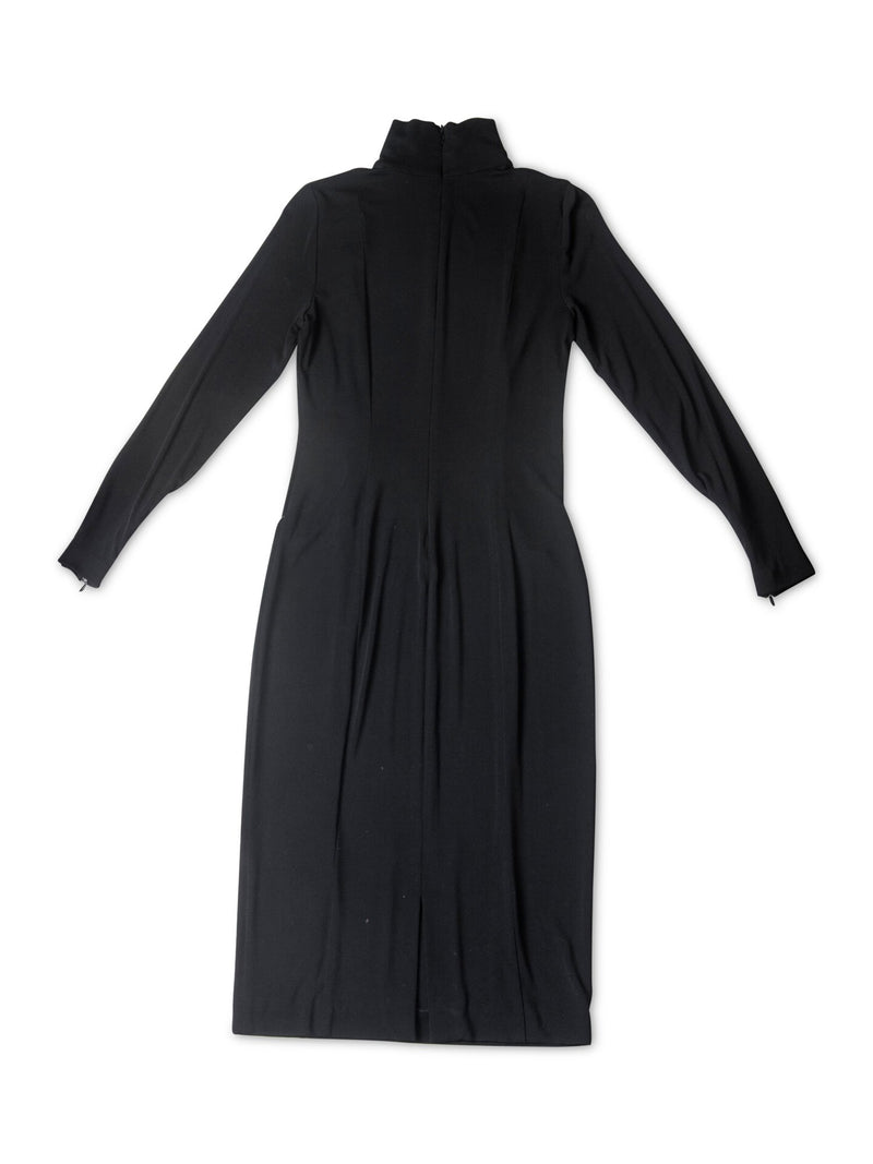 Gucci GG Logo Knit Turtleneck Dress Black-designer resale