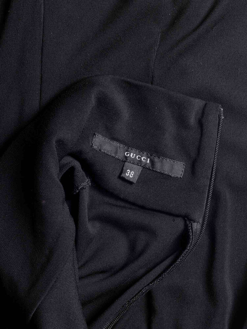 Gucci GG Logo Knit Turtleneck Dress Black-designer resale