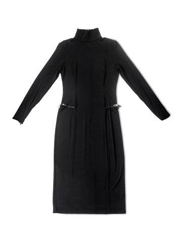 Gucci GG Logo Knit Turtleneck Dress Black-designer resale