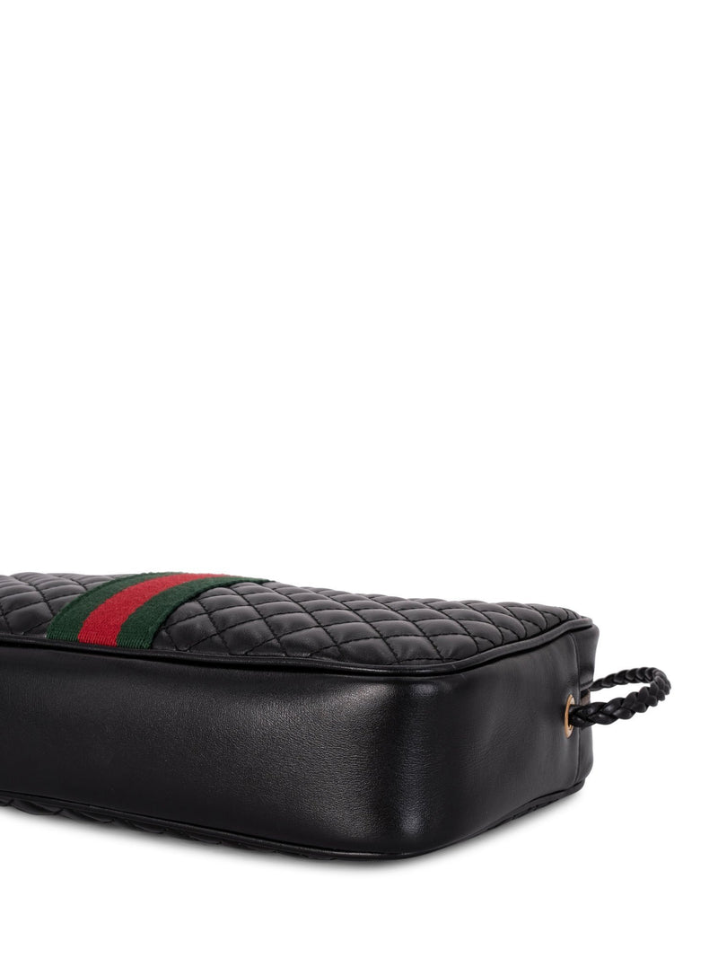 Gucci GG Marmont Web Stripe Messenger Bag Black-designer resale