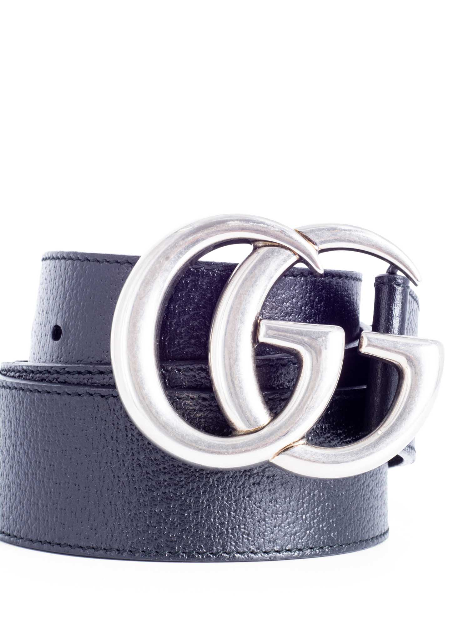 Gucci GG Marmont Wide Leather Belt Black-designer resale
