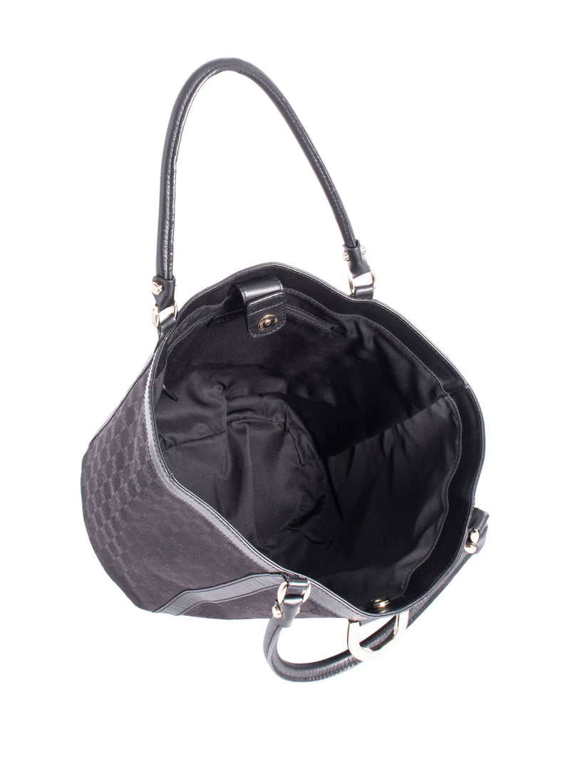 Gucci GG Supreme Canvas Leather Bucket Bag Black-designer resale