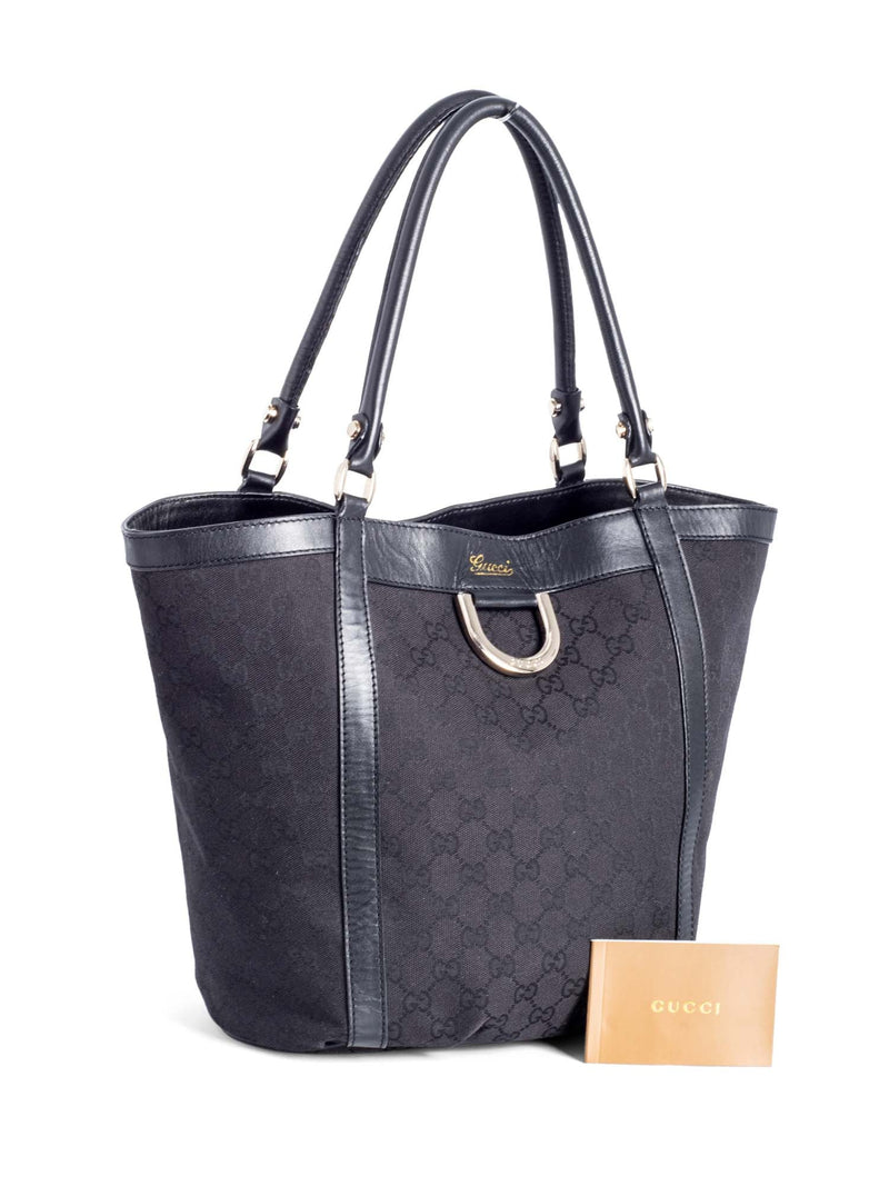 Gucci GG Supreme Canvas Leather Bucket Bag Black-designer resale
