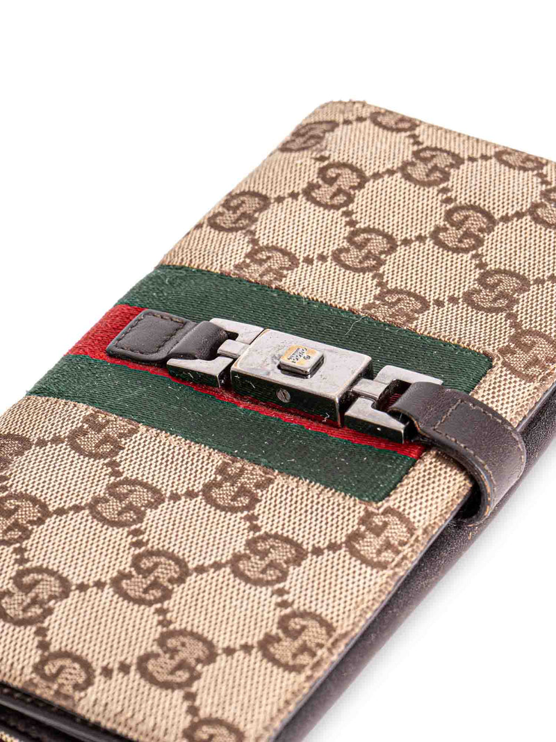 Gucci Beige/Dark Brown GG Supreme Canvas Web Bifold Wallet Gucci