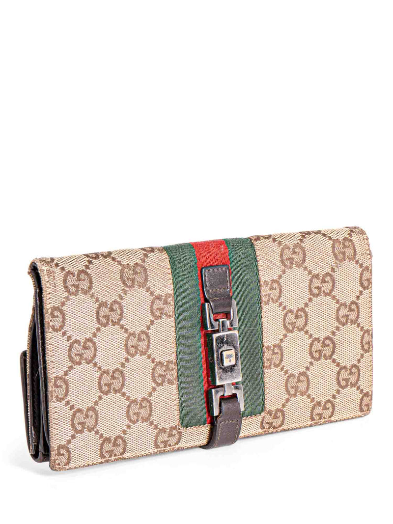 GUCCI GG Supreme Monogram Web Ophidia Continental Wallet Brown