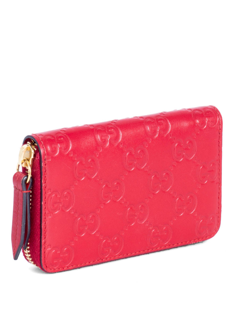 Gucci GG Supreme Embossed Leather Wallet Red-designer resale
