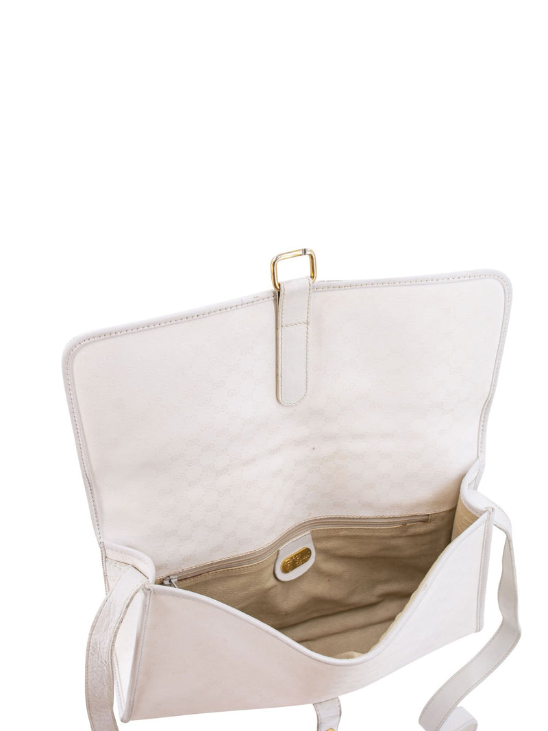 Gucci GG Supreme Flap Messenger Bag White-designer resale