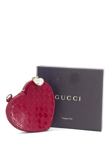 Gucci GG Supreme Heart Shaped Coin Pouch Red-designer resale