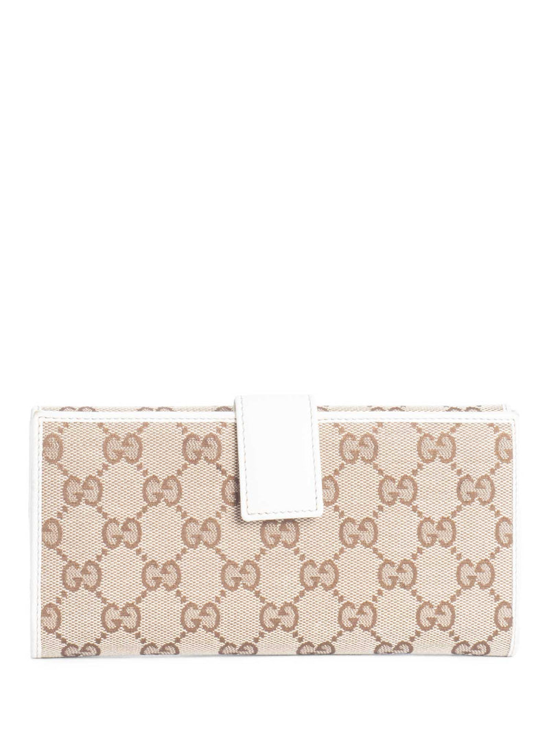 Gucci GG Supreme Horsebit Canvas Leather Flap Wallet White-designer resale