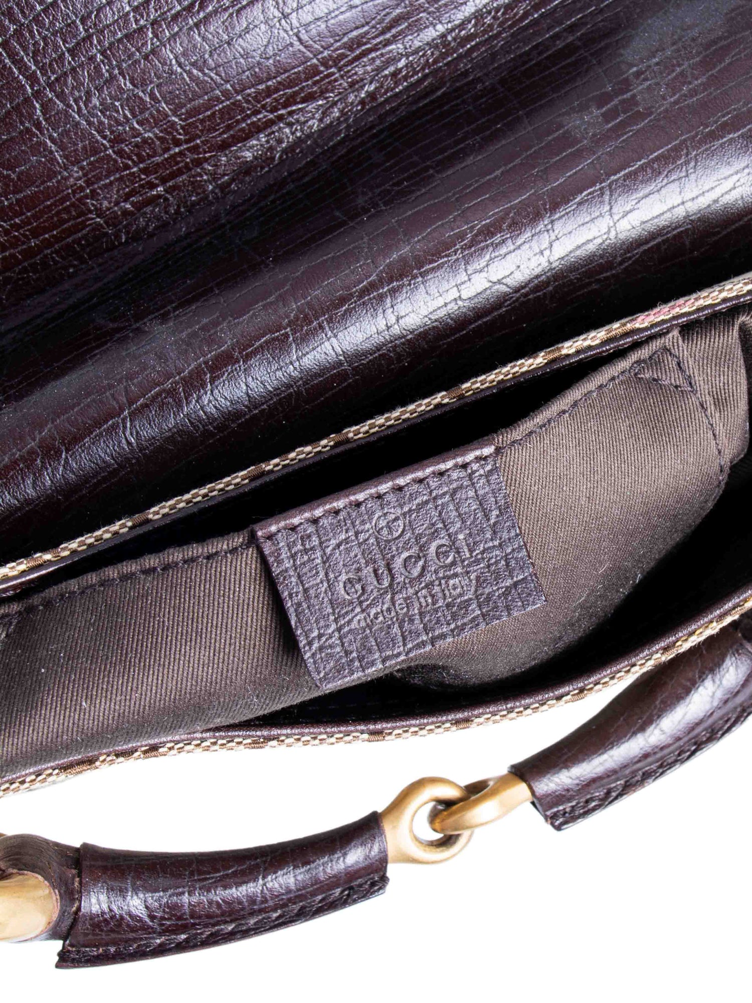 Gucci GG Supreme Horsebit Pochette Bag Brown