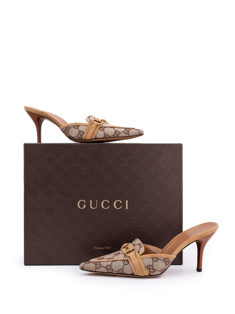Gucci GG Supreme Horsebit Pumps Tan-designer resale