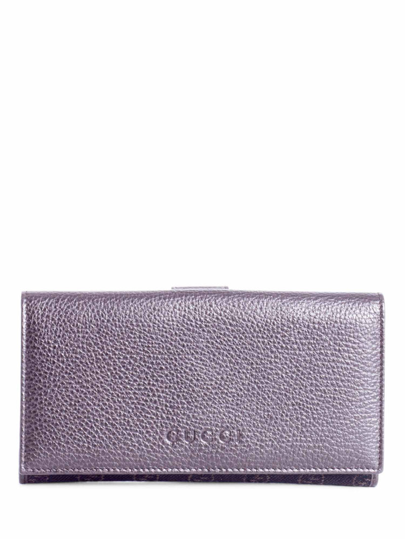 Gucci GG Supreme Leather Canvas Flap Wallet Brown-designer resale