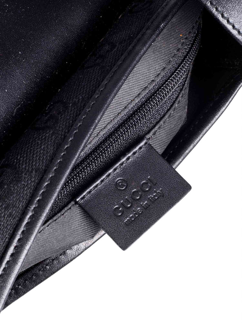 Gucci GG Supreme Leather Canvas Mini Jackie O Hobo Bag Black