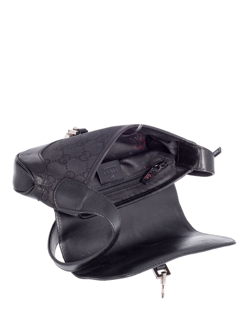 Gucci GG Supreme Leather Canvas Mini Jackie O Hobo Bag Black-designer resale
