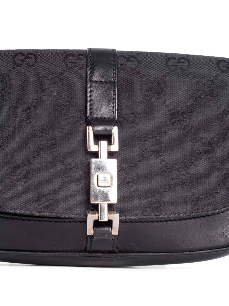 Gucci GG Supreme Leather Canvas Mini Jackie O Hobo Bag Black-designer resale