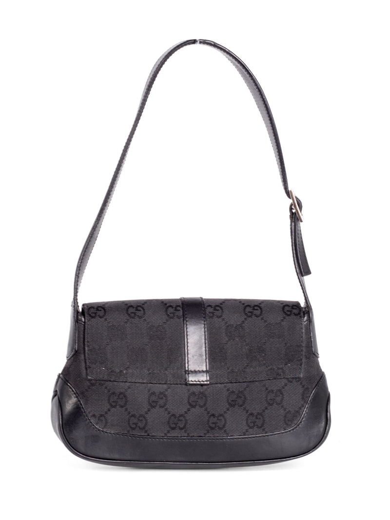 Gucci GG Supreme Leather Canvas Mini Jackie O Hobo Bag Black