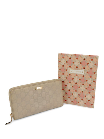 Gucci GG Supreme Leather Continental Zip Wallet Ivory-designer resale