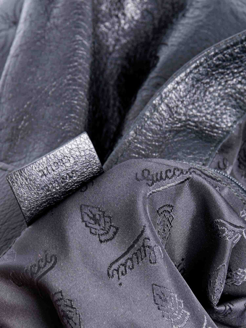 Gucci GG Supreme Leather Hobo Bag Black-designer resale
