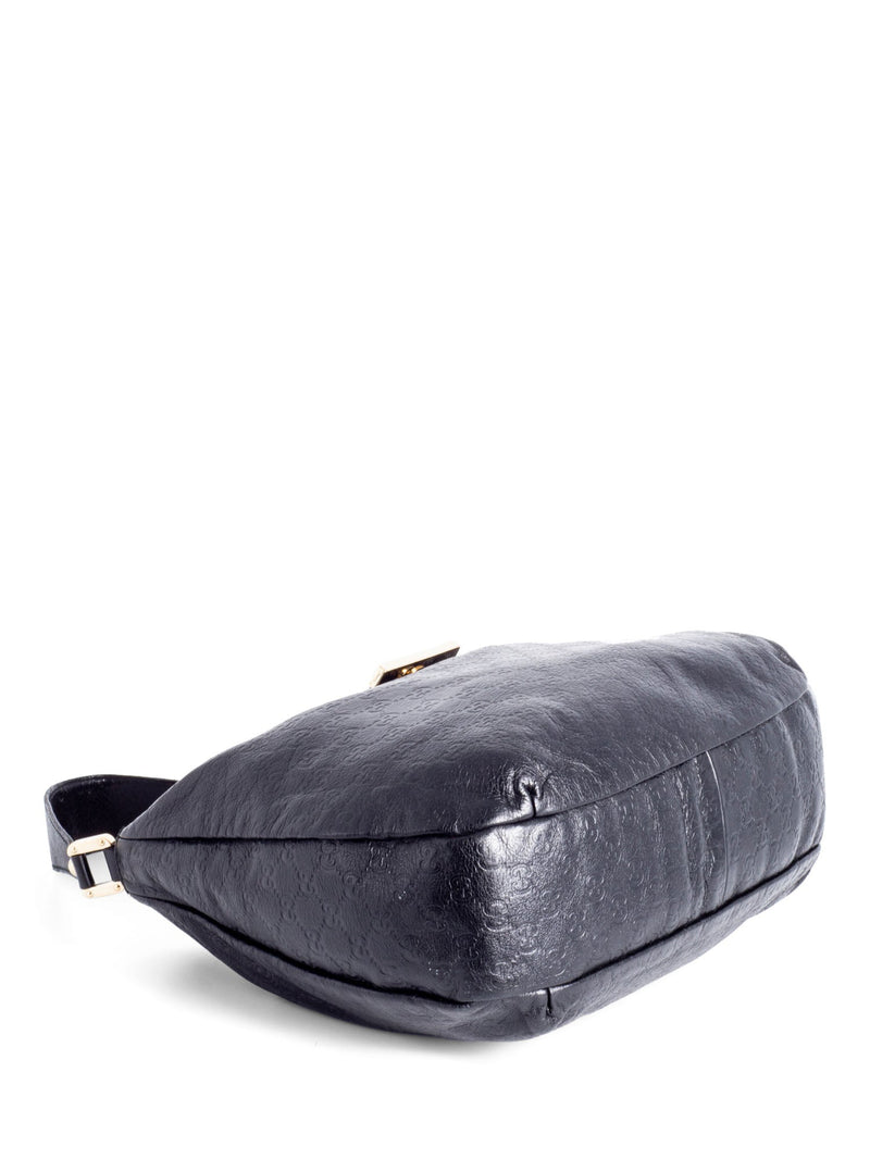 Gucci GG Supreme Leather Hobo Bag Black-designer resale