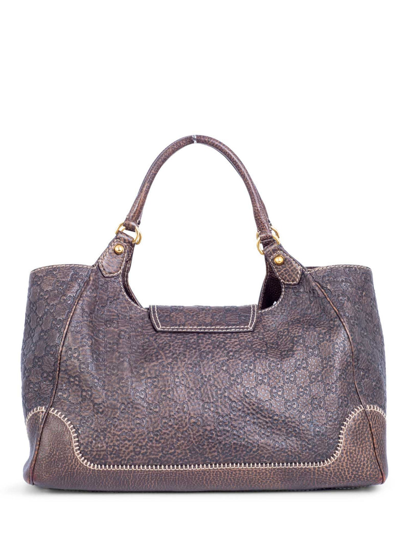 Gucci GG Supreme Leather Horsebit Large Shopper Bag Brown-designer resale