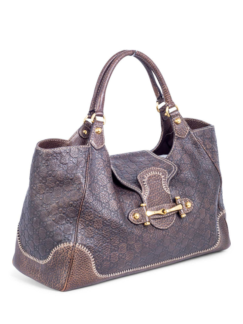 Gucci GG Supreme Leather Horsebit Large Shopper Bag Brown-designer resale