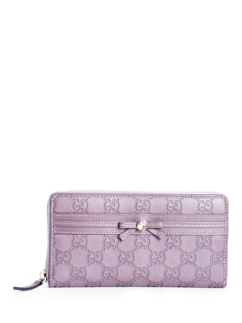 Gucci GG Supreme Leather Zip Around Wallet Lavender-designer resale
