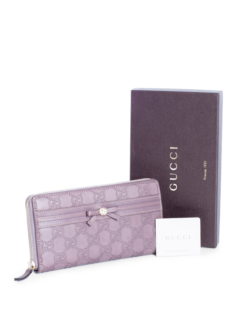Gucci GG Supreme Leather Zip Around Wallet Lavender-designer resale