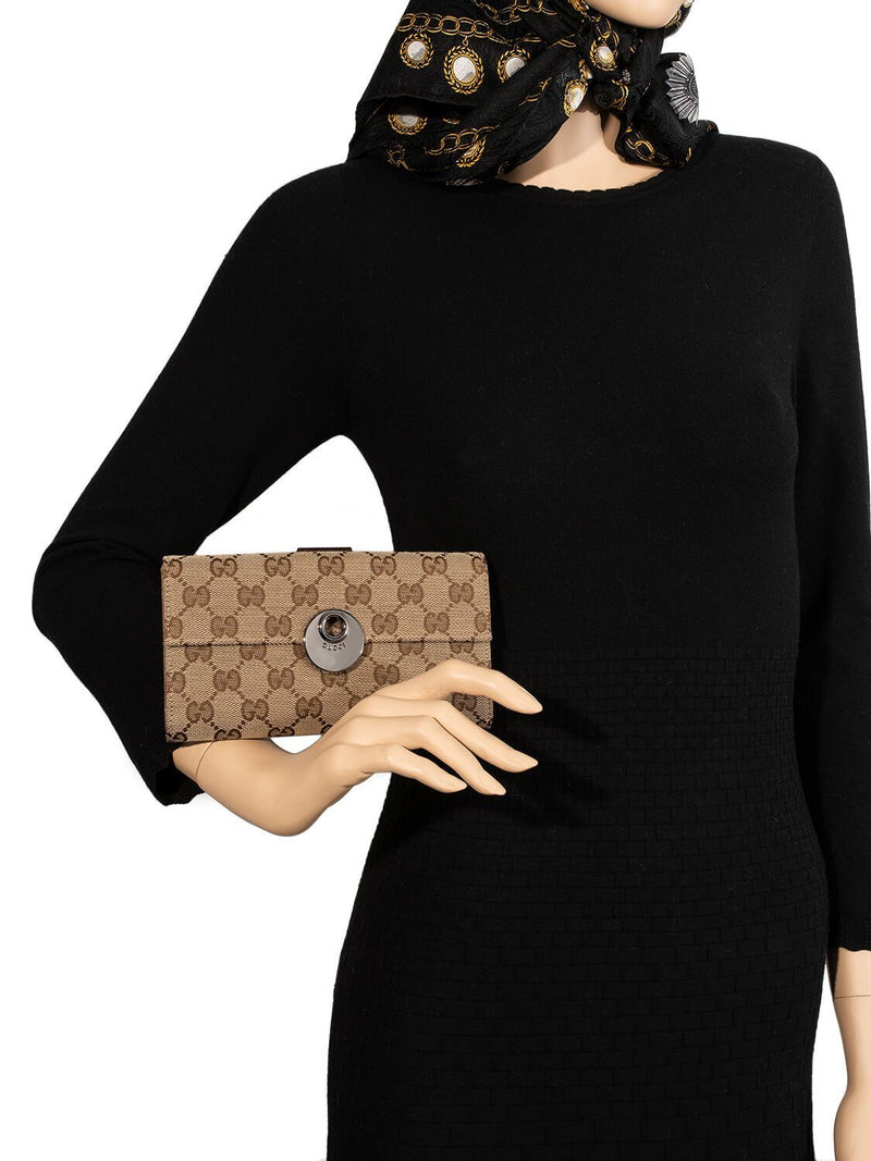 Gucci GG Supreme Monogram Continental Wallet Brown-designer resale