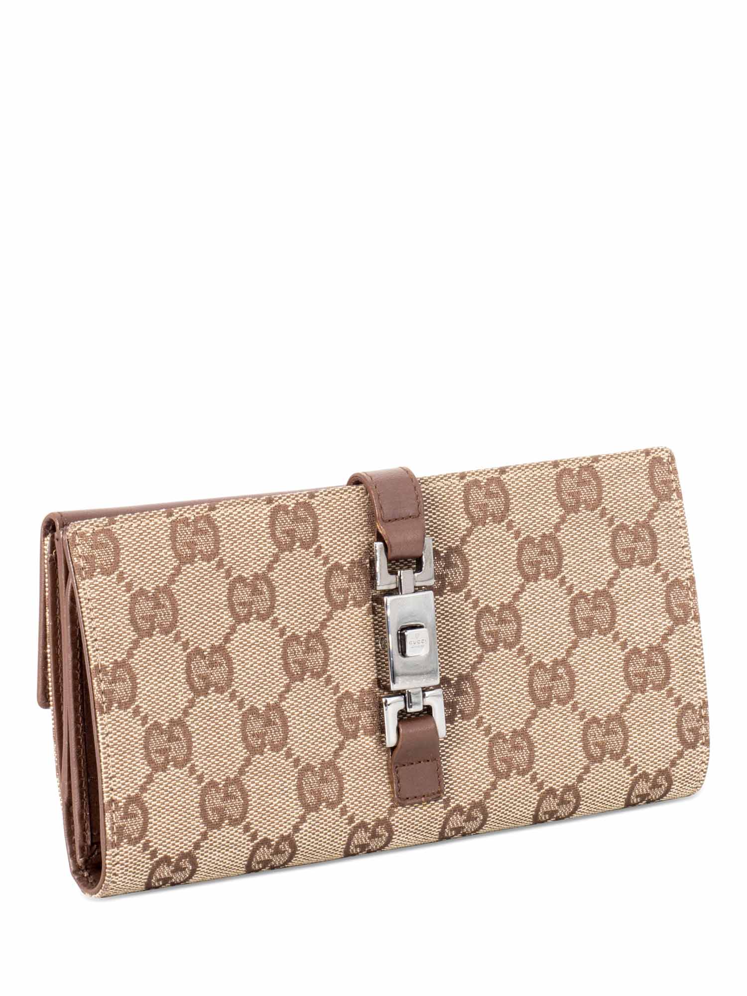 Gucci GG Supreme Monogram Jackie Continental Wallet Brown-designer resale