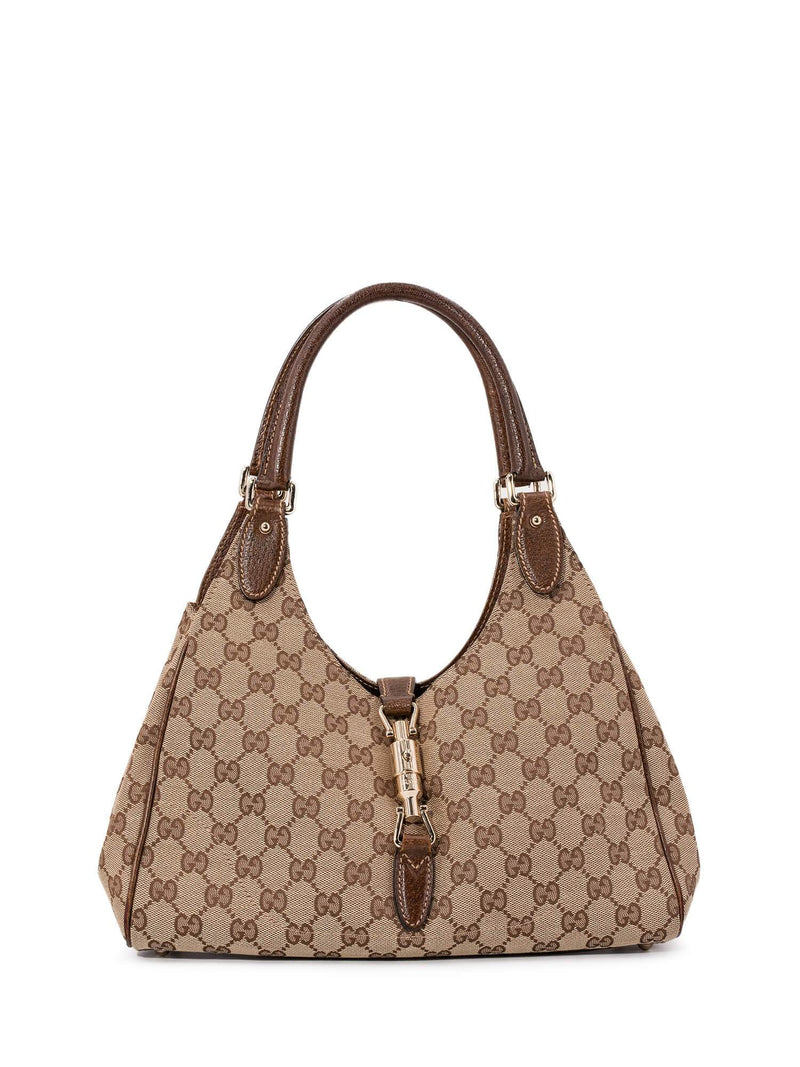 Gucci GG Supreme Monogram Jackie O Hobo Bag Brown-designer resale