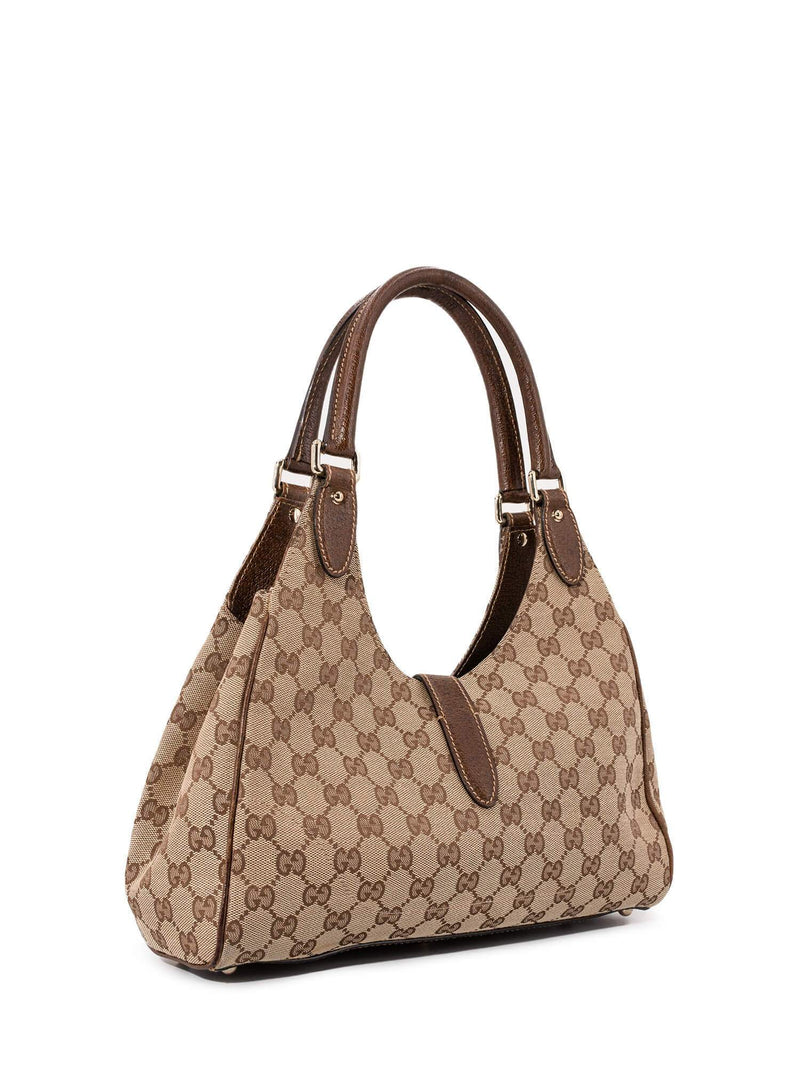 Gucci Auth Brown GG Monogram Canvas Leather Hobo Bag Shoulder Strap AS IS