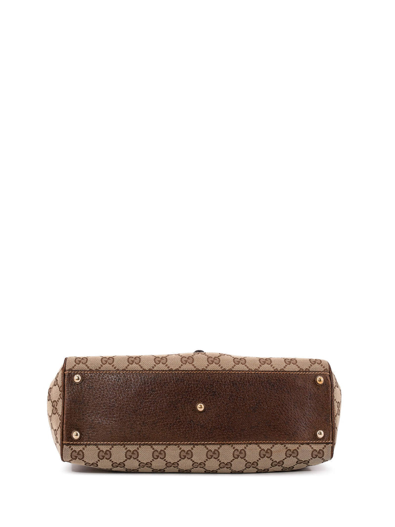 Gucci GG Supreme Monogram Jackie O Hobo Bag Brown-designer resale
