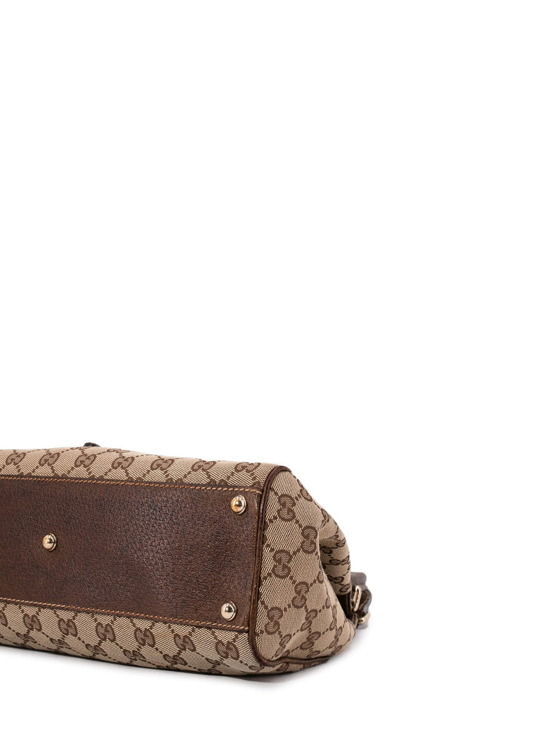 Gucci GG Supreme Monogram Jackie O Hobo Bag Brown-designer resale